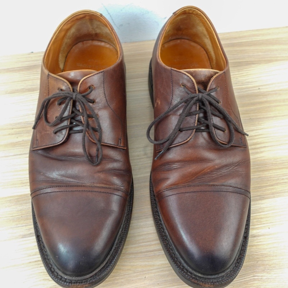 Vintage POLO Ralph Lauren Cap Toe Shoes Mens 10 D Tan Full Grain Calfskin VIBRAM